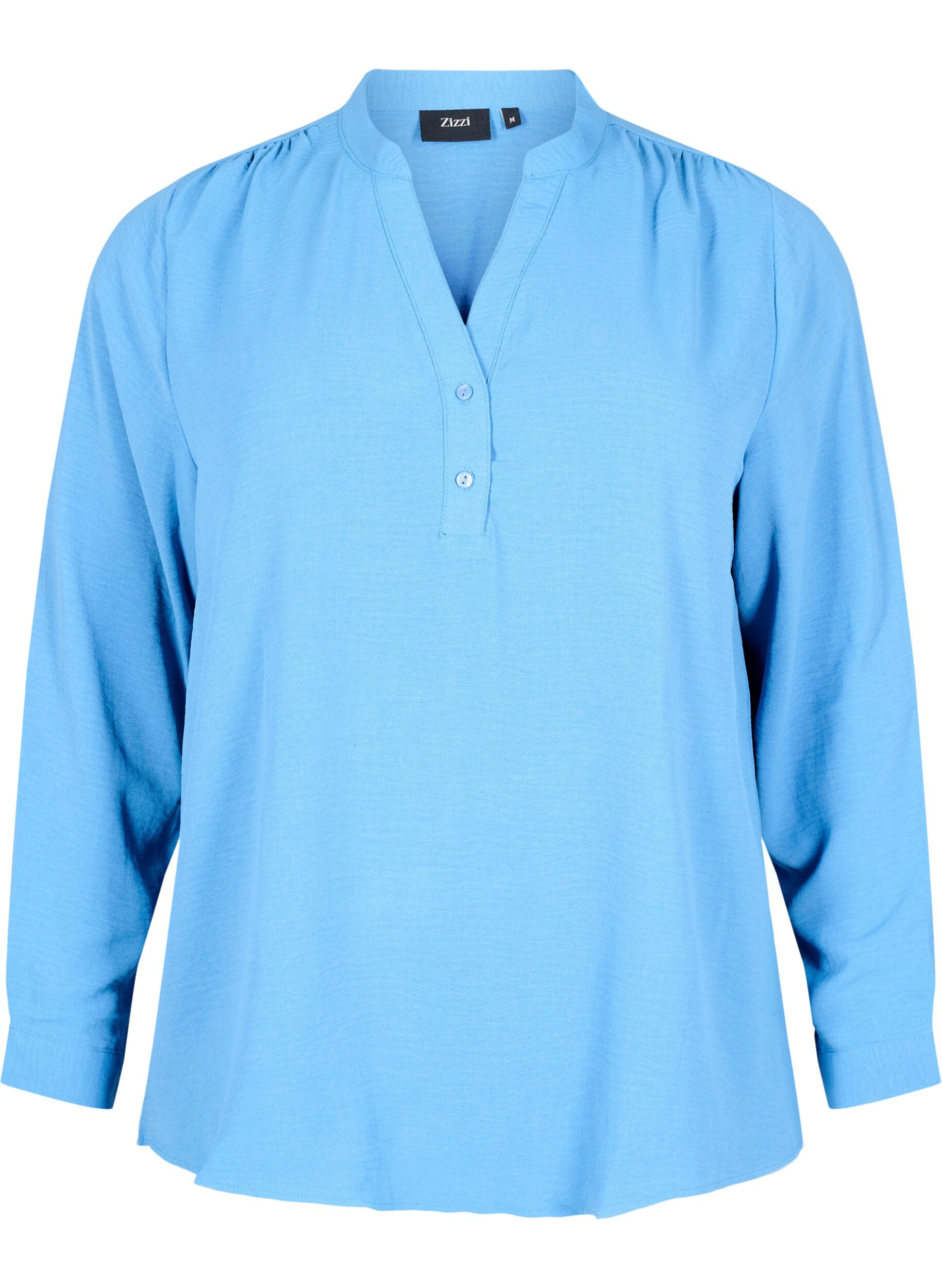 Zizzi L&aring;ng&auml;rmad skjortblus med V-ringning, Riverside, Packshot image number 0