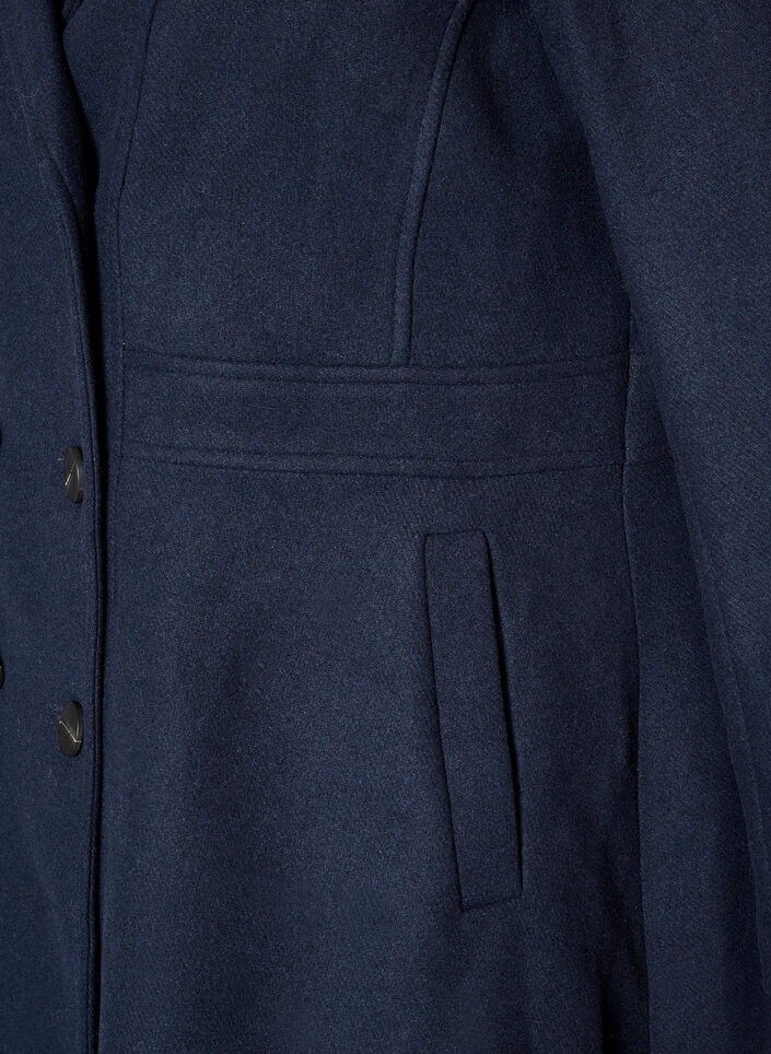 A-line wool coat with pockets, Blue, Packshot image number 3