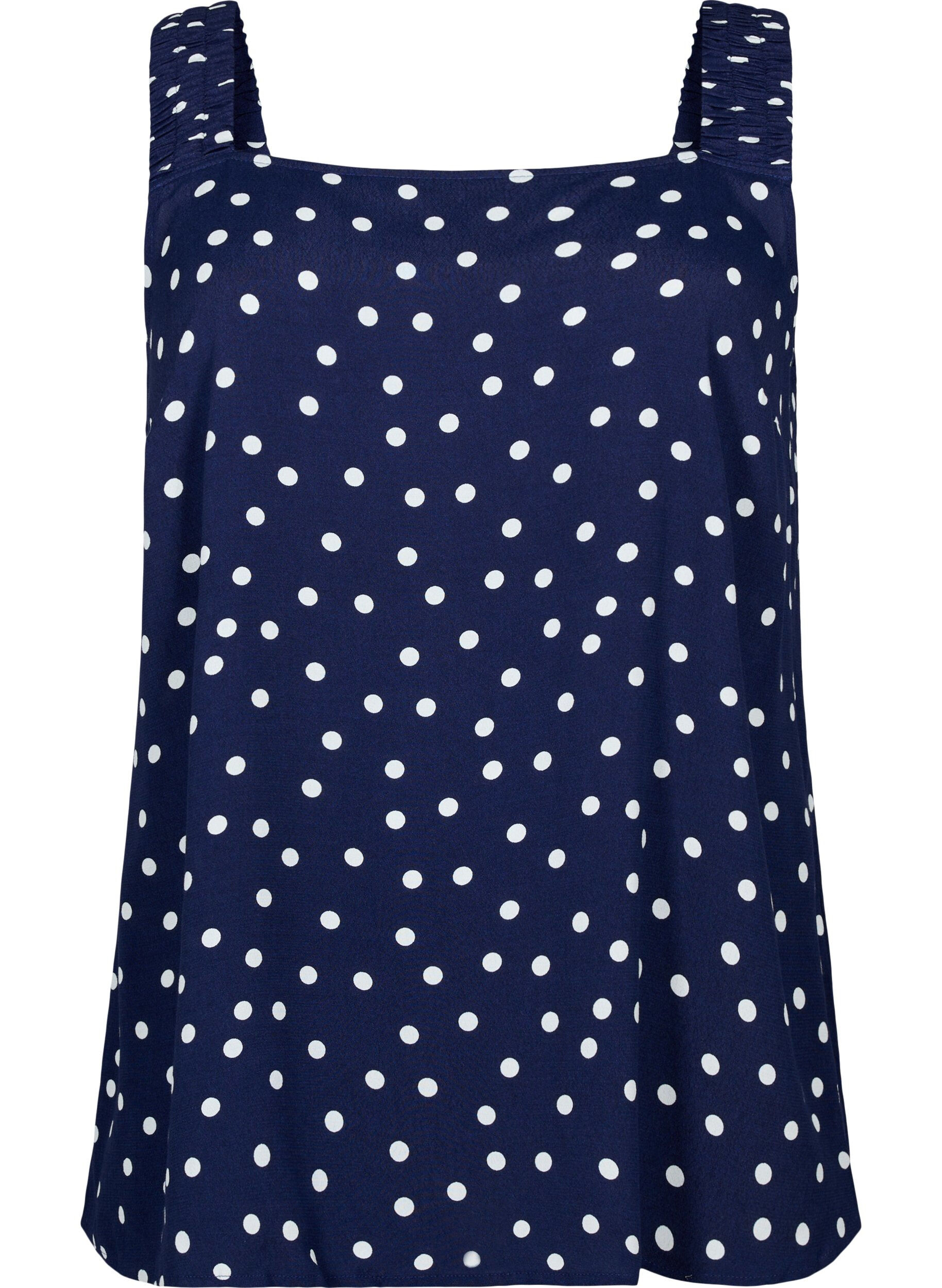 Zizzi Tryckt viskos a-linjeformad topp, Peacoat Dot, Packshot image number 0