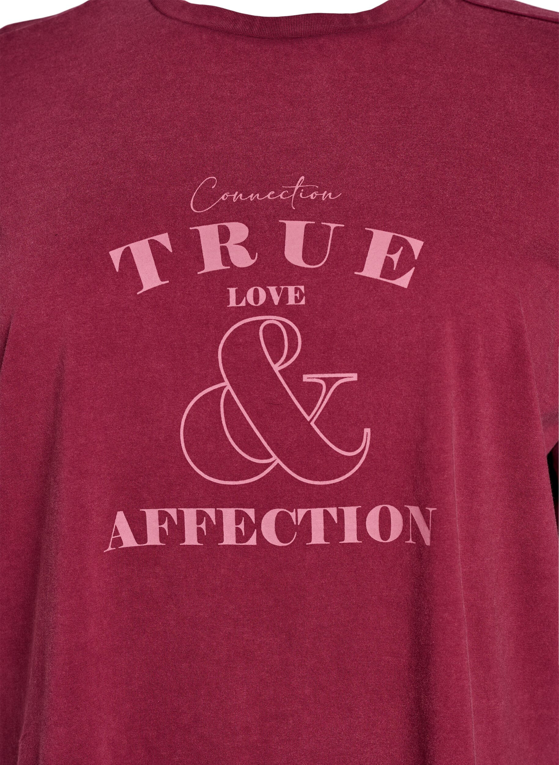 Zizzi Kort t-shirt med l&ouml;s passform, M&ouml;rk Bordeaux, Packshot image number 2