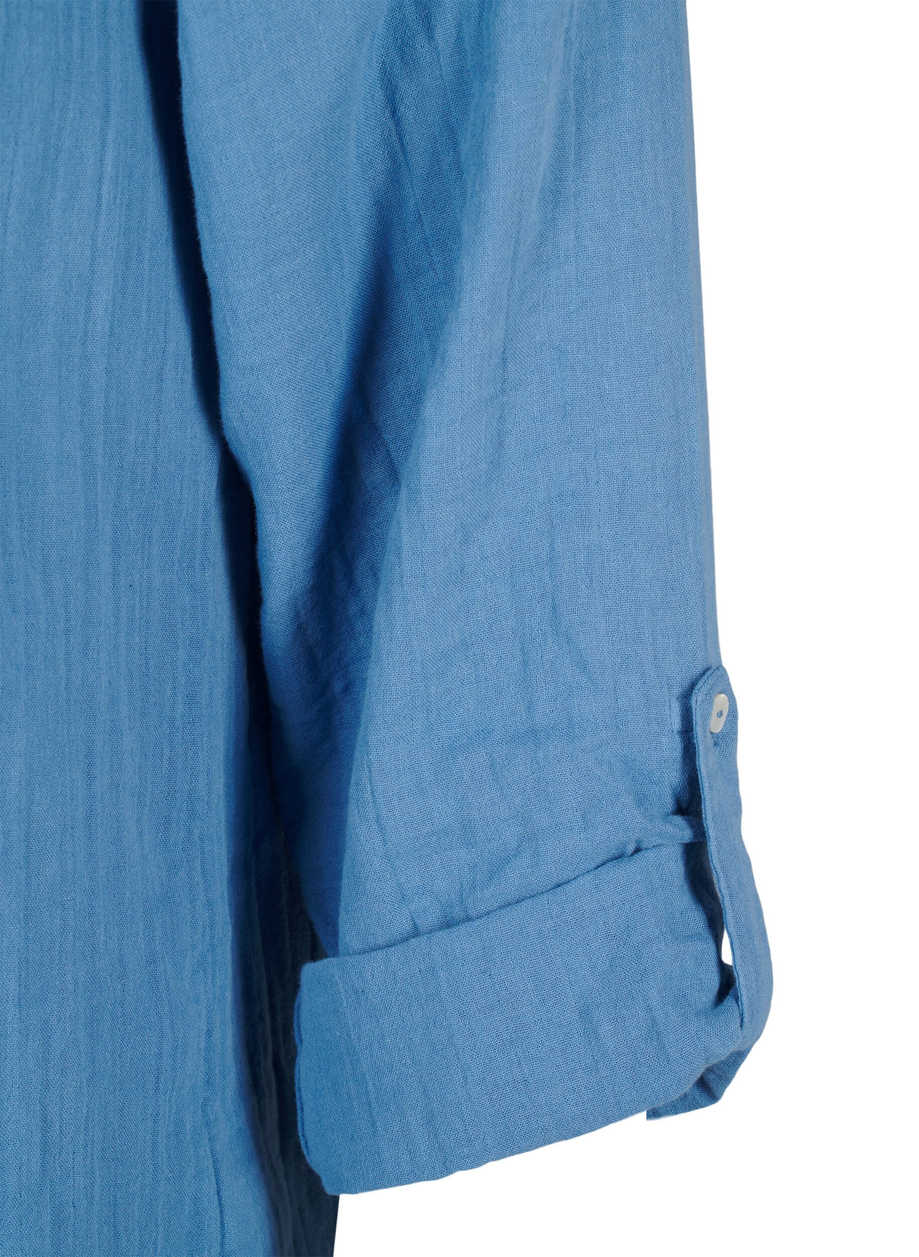 Zizzi Bomullsblus med broderie anglaise och trekvarts&auml;rm, Riverside, Packshot image number 3