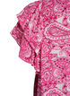 M&ouml;nstrad blus i viskos med volangdetaljer, Rosa, Packshot image number 3