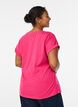Kort&auml;rmad t-shirt i bomullsmix, Rosa, Model image number 2