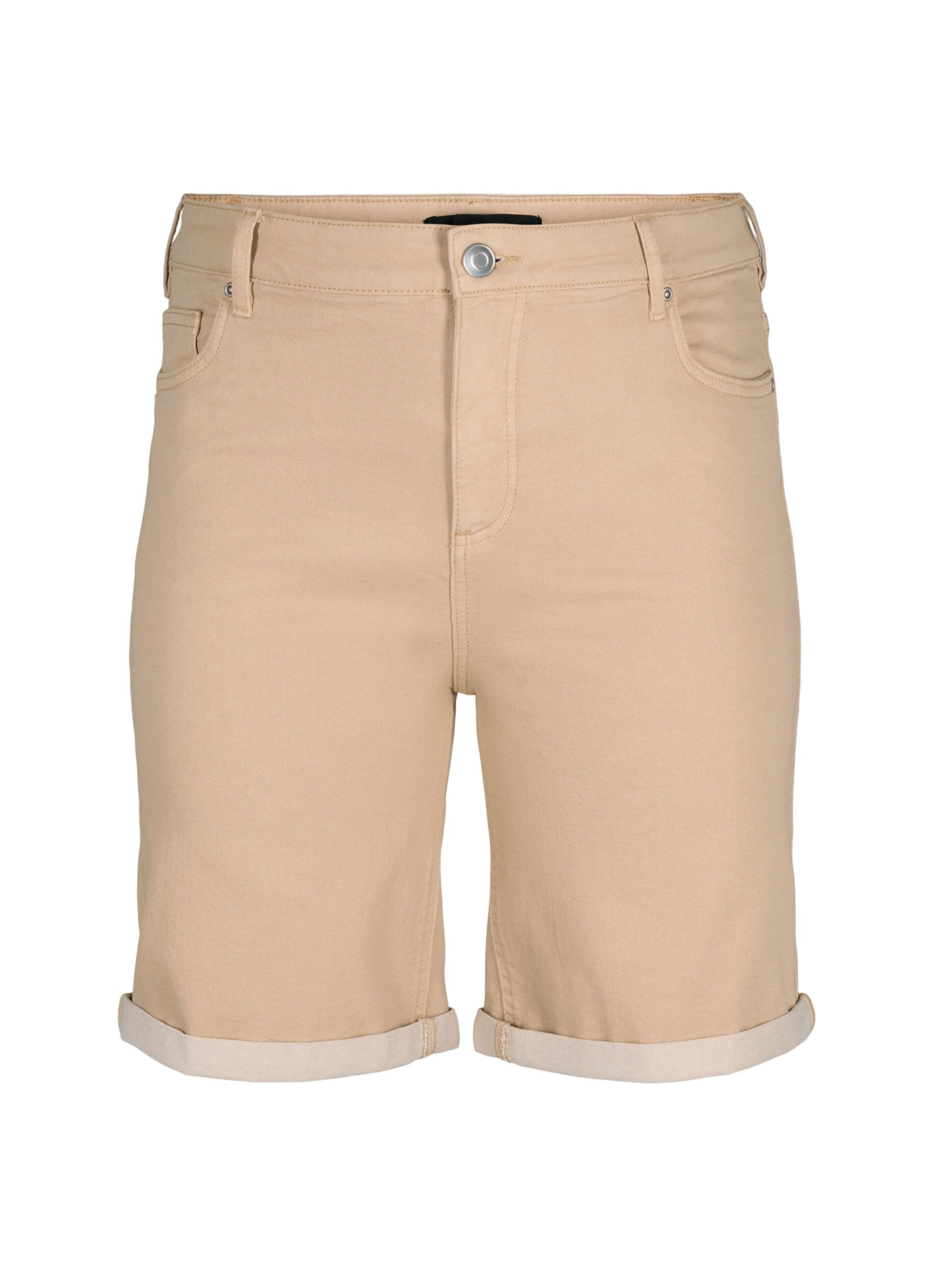 Zizzi &Aring;tsittande jeansshorts med h&ouml;g midja, Nomad, Packshot image number 0