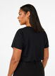 T-shirt i bomull med strasstenar, Black, Model image number 1