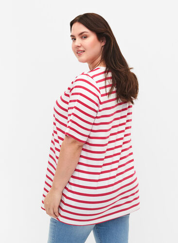Randig t-shirt i bomull, Bright Rose Stripes, Model image number 1