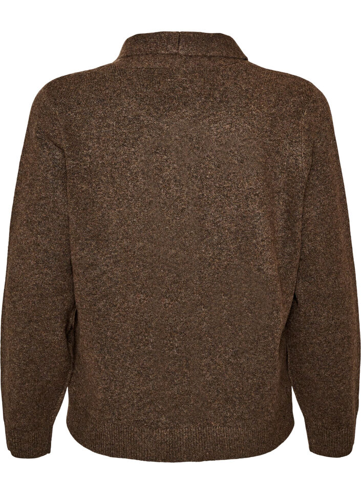 Cardigan med knytband och knappar, Brun, Packshot image number 1