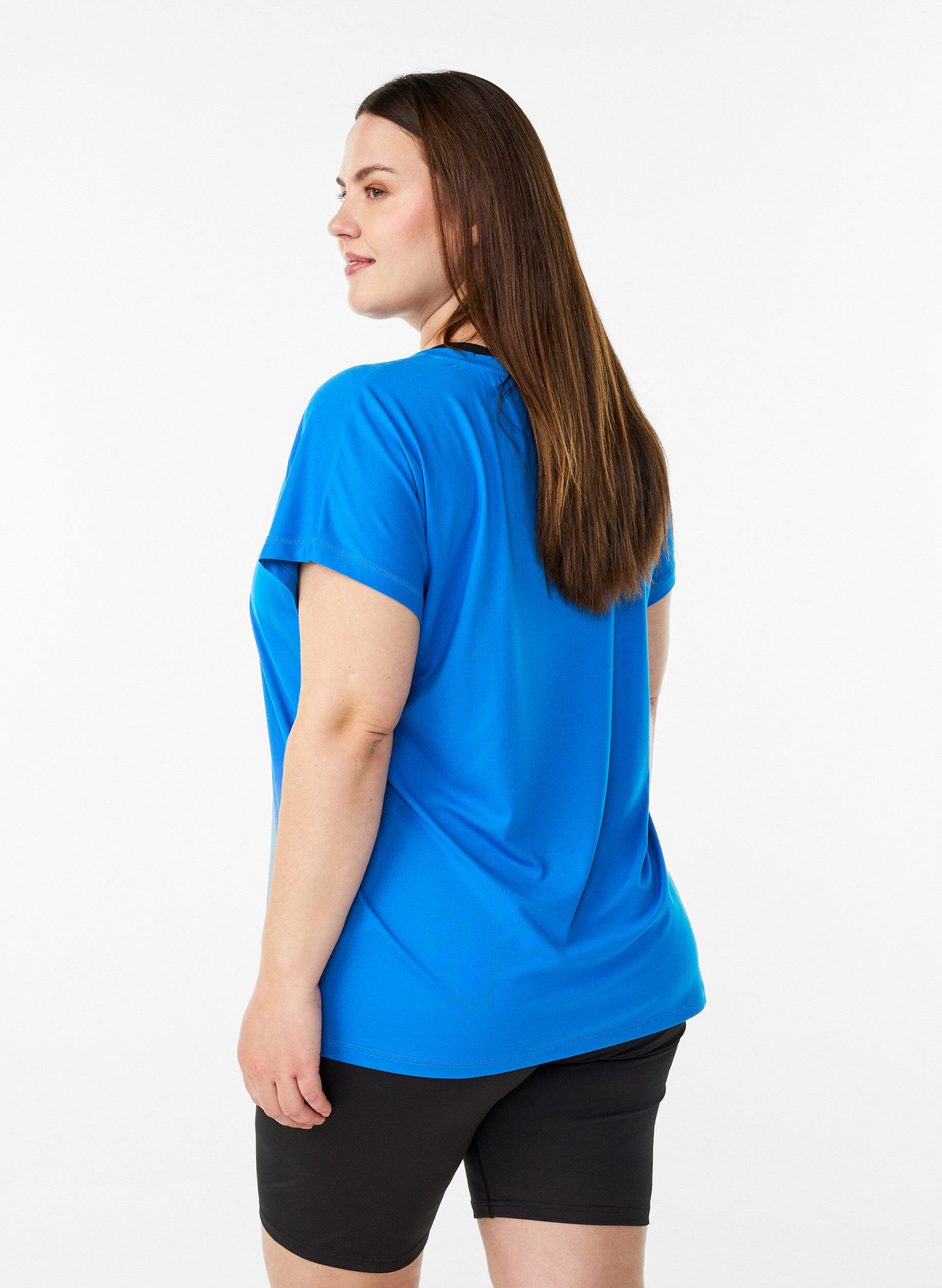 ZizziTr&auml;nings t-shirt med v-ringning och l&ouml;s passform, Bl&aring;, Model image number 2