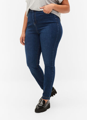 Bea jeans med super slim fit och extra hög midja, Blue denim, Model image number 2