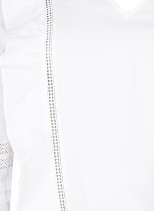 Blus med volanger och spets, Bright White, Packshot image number 2