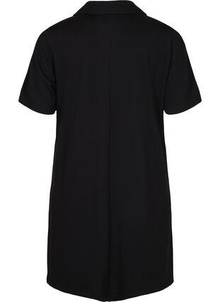 Kortärmad klänning med krage och dragkedja, Black, Packshot image number 1
