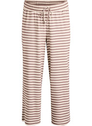 Randiga pyjamasbyxor med h&ouml;g midja och vida ben, Beige
