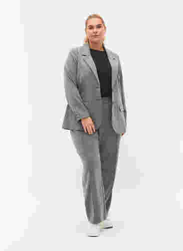 Enkel blazer med fickor, Medium Grey Melange, Model image number 2