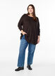 Stickad blus med knappar i sidan, Brun, Model image number 1