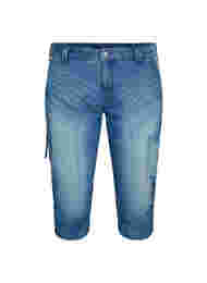 Slim fit capri-jeans med fickor, Light blue denim