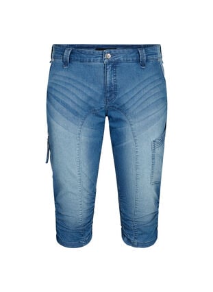 Slim fit capri-jeans med fickor, Light blue denim, Packshot image number 0