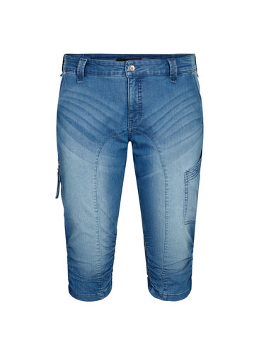 Slim fit capri-jeans med fickor, Light blue denim, Packshot image number 0