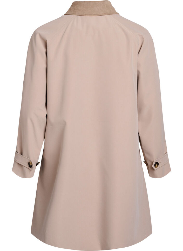 V&aring;rjacka med krage i mockaimitation och dold kn&auml;ppning, Beige, Packshot