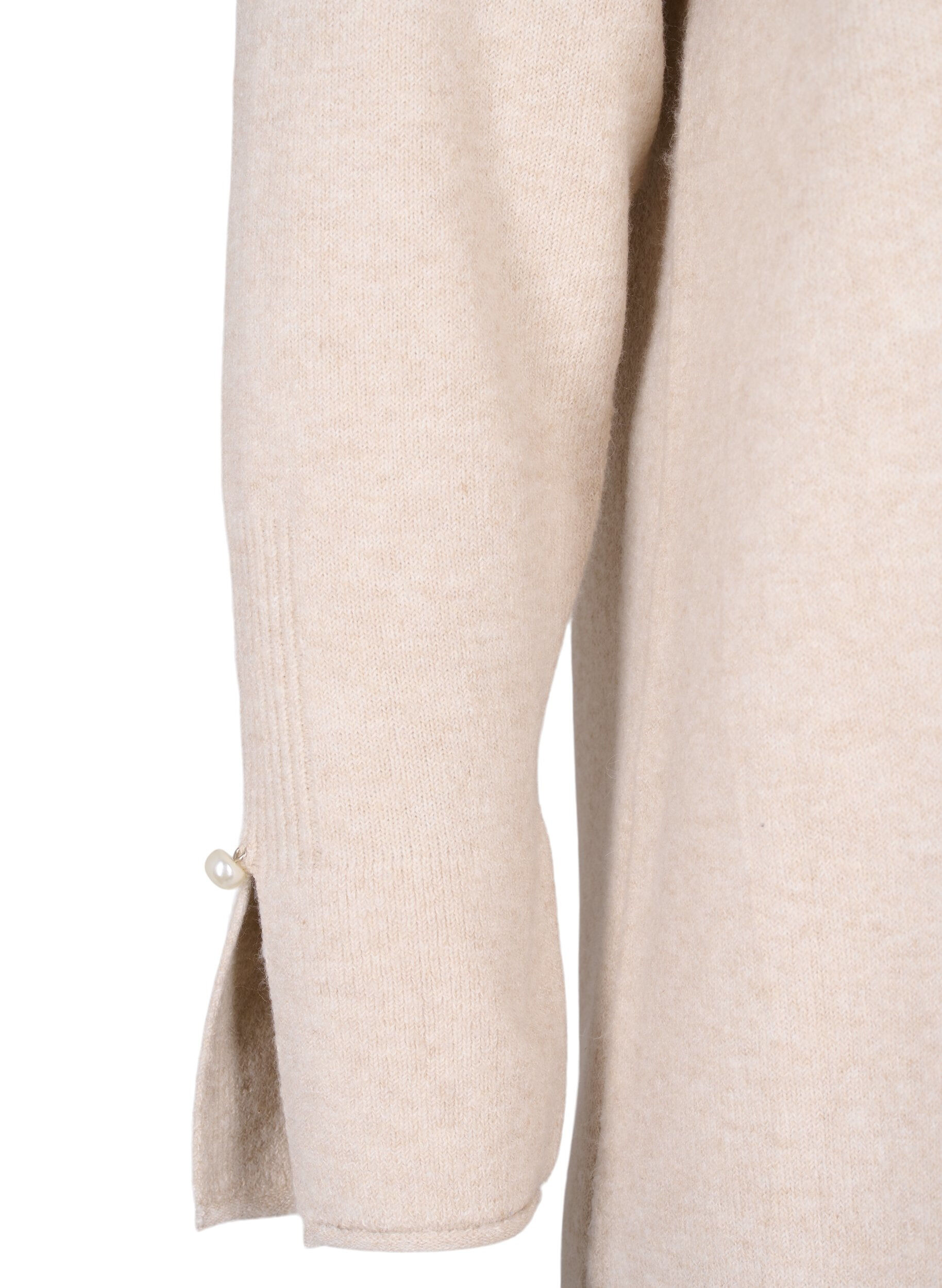 Zizzi Stickad kl&auml;nning med slits i &auml;rmarna, Pumice Stone Mel., Packshot image number 3