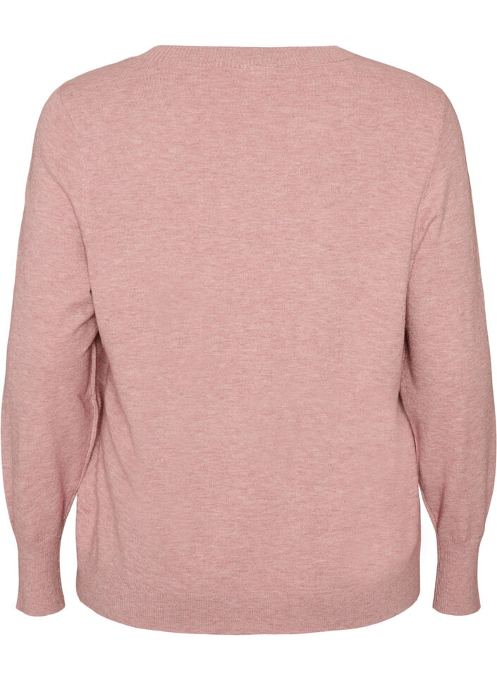 Stickad blus med rund halsringning, Rosa, Packshot image number 1