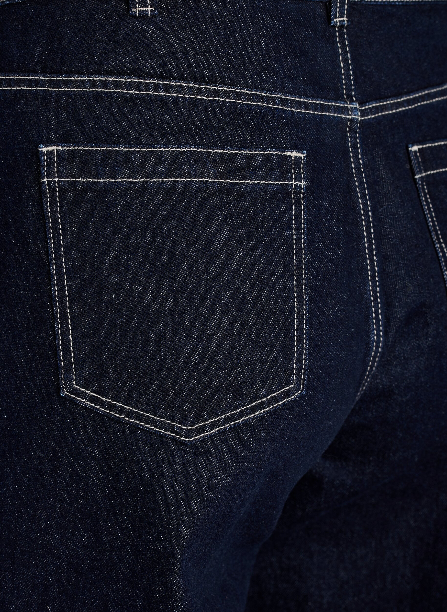 ZizziJeans i bred passform med breda uppvik och kontrasts&ouml;mmar, Bl&aring;, Packshot image number 3