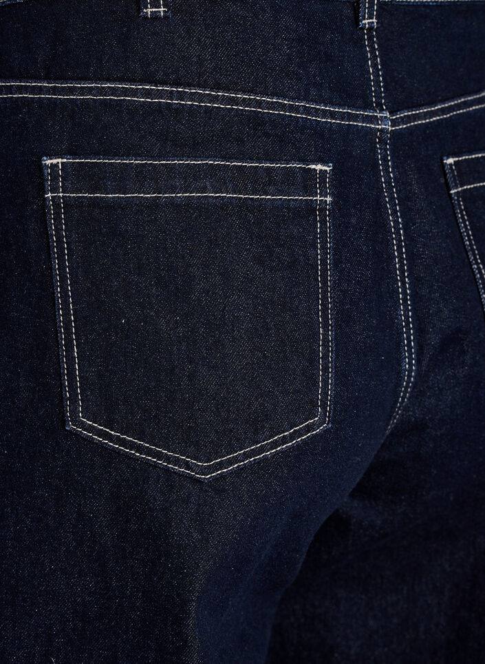 Jeans i bred passform med breda uppvik och kontrasts&ouml;mmar, Bl&aring;, Packshot image number 3