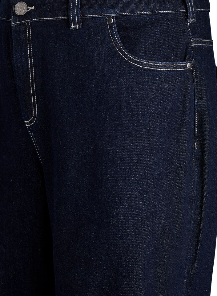 Jeans i bred passform med breda uppvik och kontrasts&ouml;mmar, Bl&aring;, Packshot image number 2