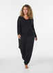 Blus i viskos med spetskant och v-ringning, Svart, Model image number 1
