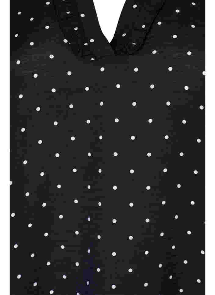 Prickig blus med 3/4-ärmar i viskoskvalitet, Black Dot, Packshot image number 2
