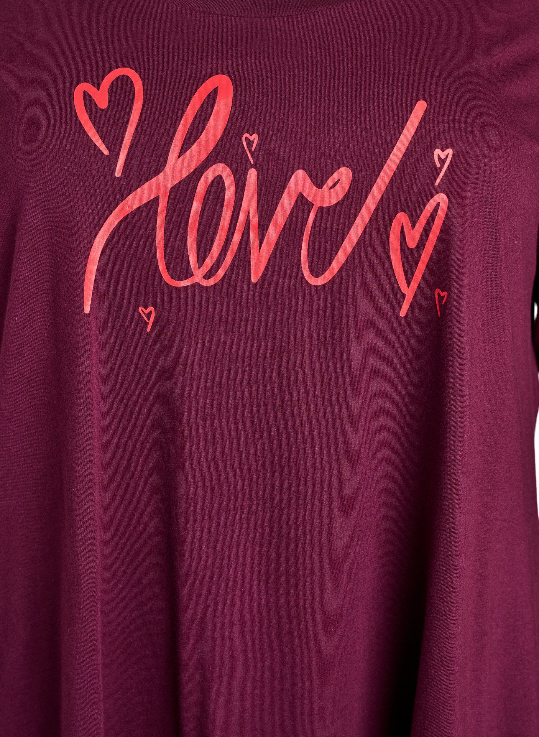 Zizzi L&aring;ng&auml;rmat nattlinne i ekologisk bomull, M&ouml;rk Bordeaux, Packshot image number 2