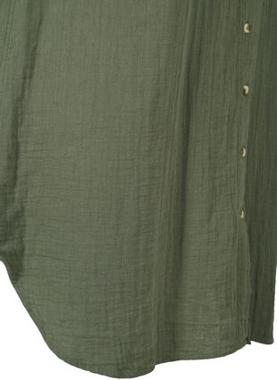 Lång bomullsskjorta med klassisk krage, Thyme, Packshot image number 3