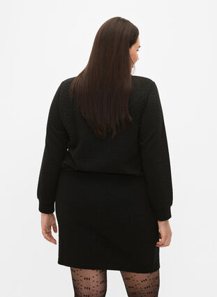 Kort kjol med textur, Black, Model image number 1