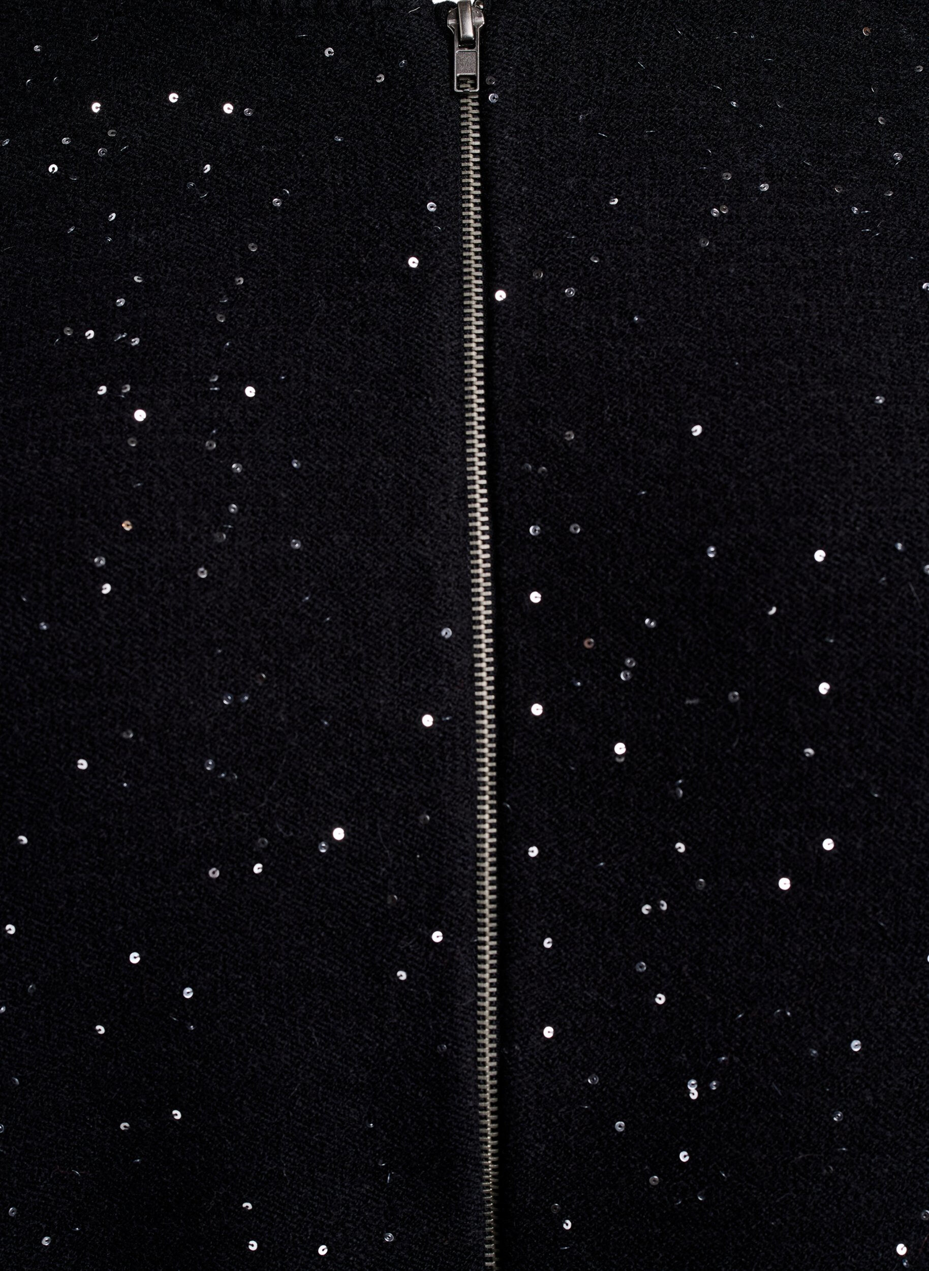 Zizzi Cardigan med dragkedja och paljetter, Svart, Packshot image number 2