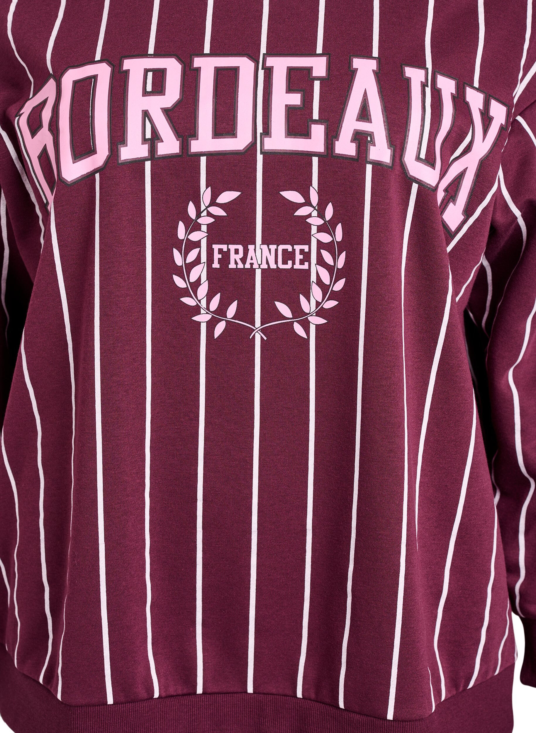 Zizzi Randig sweatshirt med texttryck, R&ouml;d, Packshot image number 2