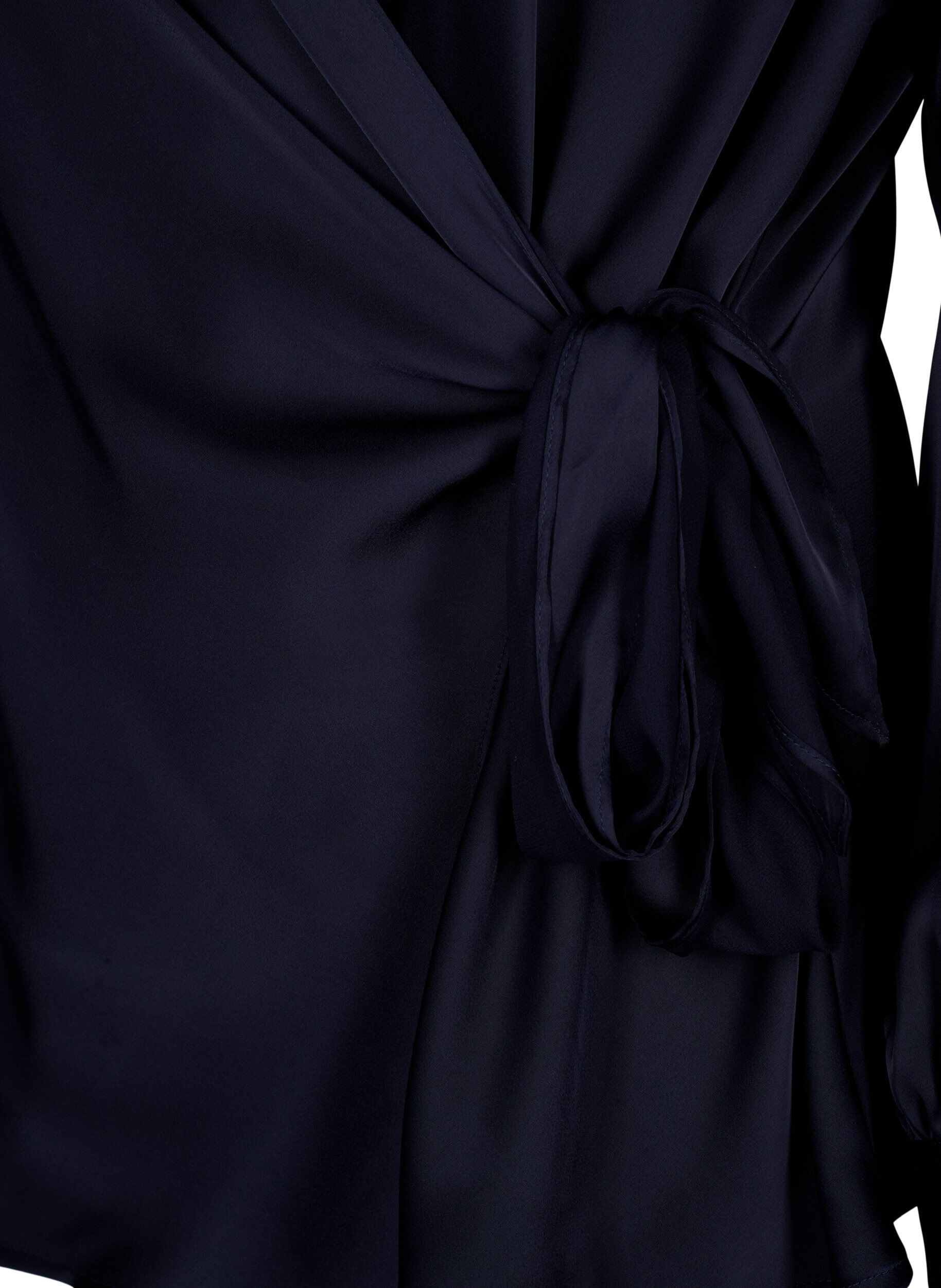 ZizziPartyblus i satin i omlottmodell, Night Sky, Packshot image number 3