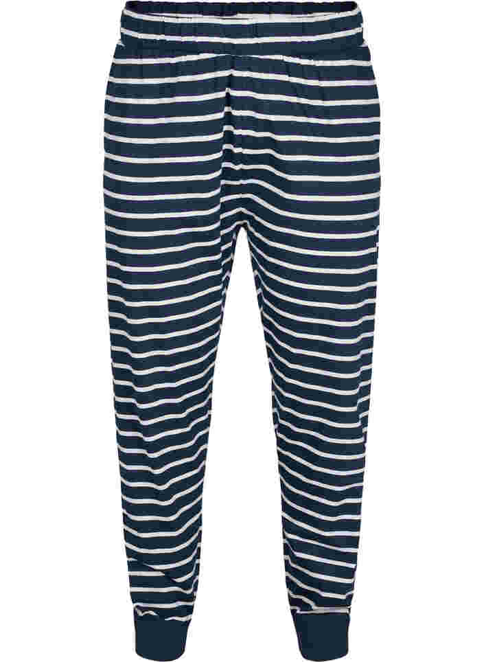 Pyjamasbyxor i bomull, Navy Blazer Stripe , Packshot image number 0