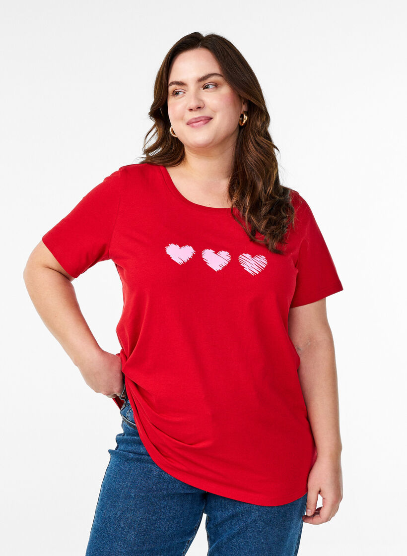 T-shirt i bomull med motiv, Salsa w. Hearts, Model image number 0