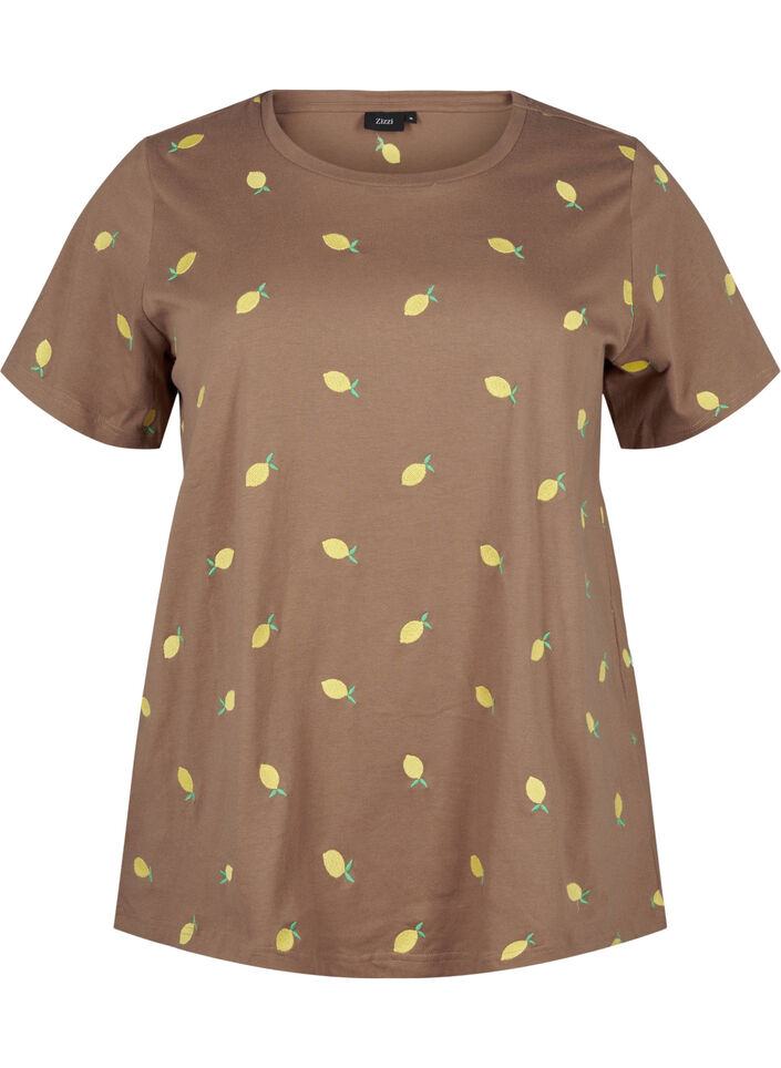 T-shirt i ekologisk bomull med citroner., Coca M. Lemon Emb., Packshot image number 0