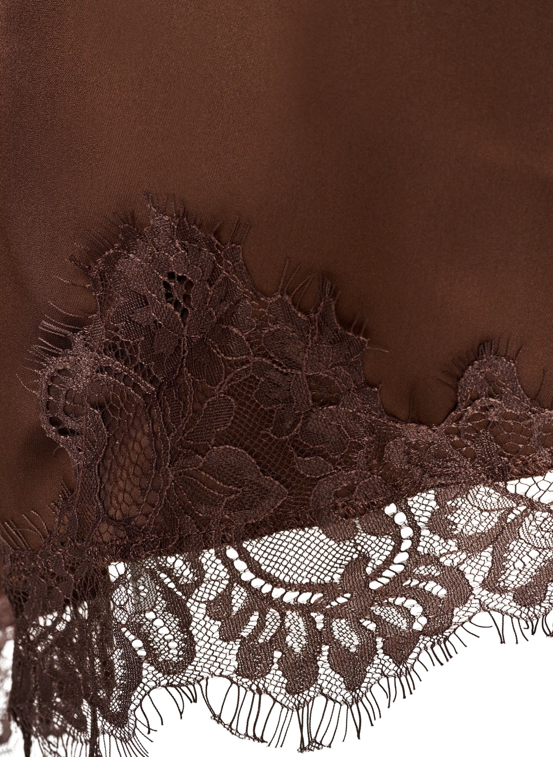 ZizziKl&auml;nning i satin med spets och asymmetrisk f&aring;ll, Brun, Packshot image number 4