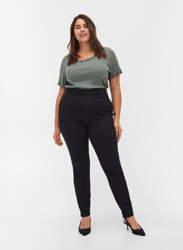 Bea jeans med väldigt hög midja, Black, Model image number 0
