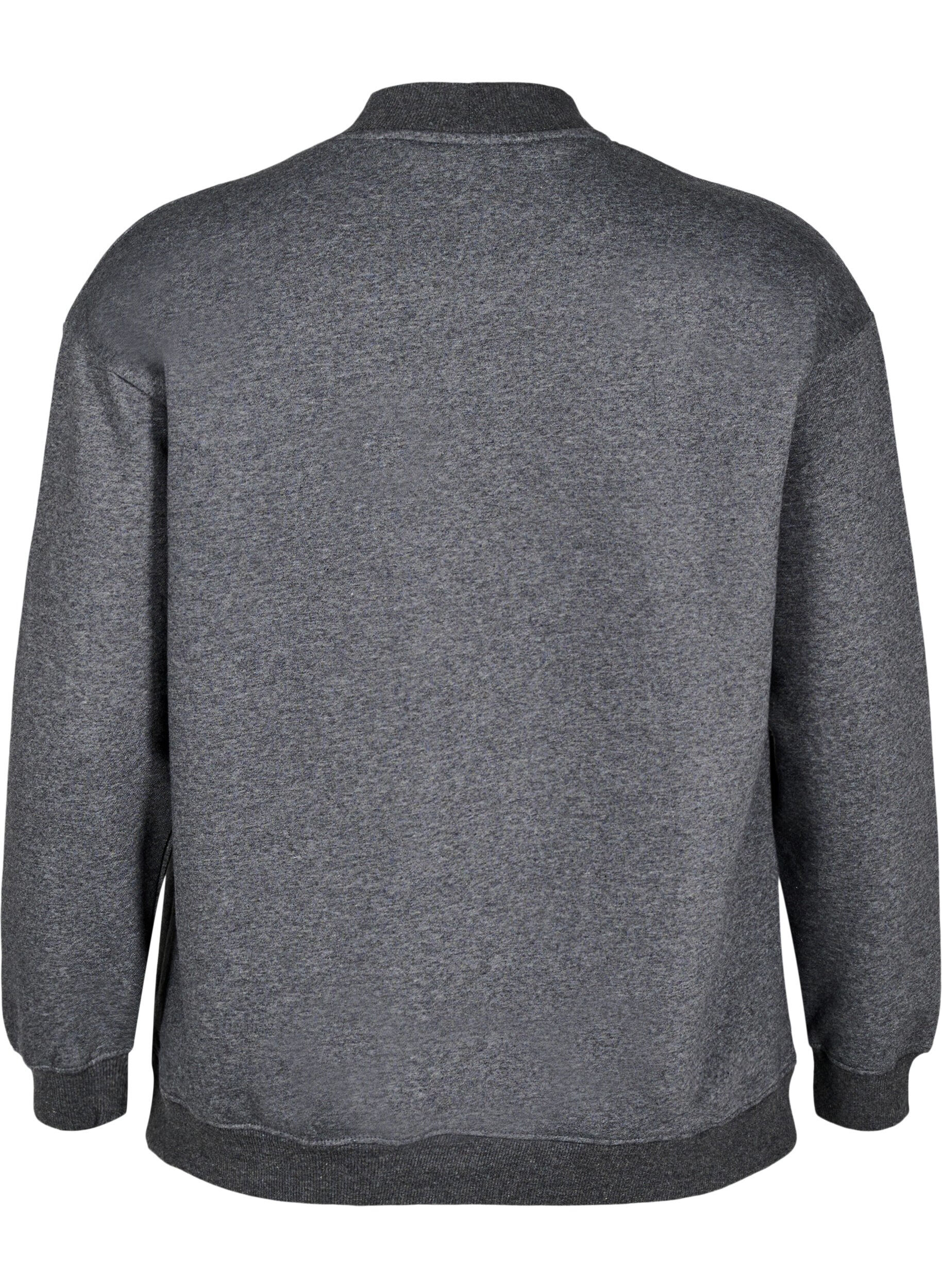 Zizzi Sweatshirt med h&ouml;g krage och l&aring;nga &auml;rmar, Gr&aring;, Packshot image number 1