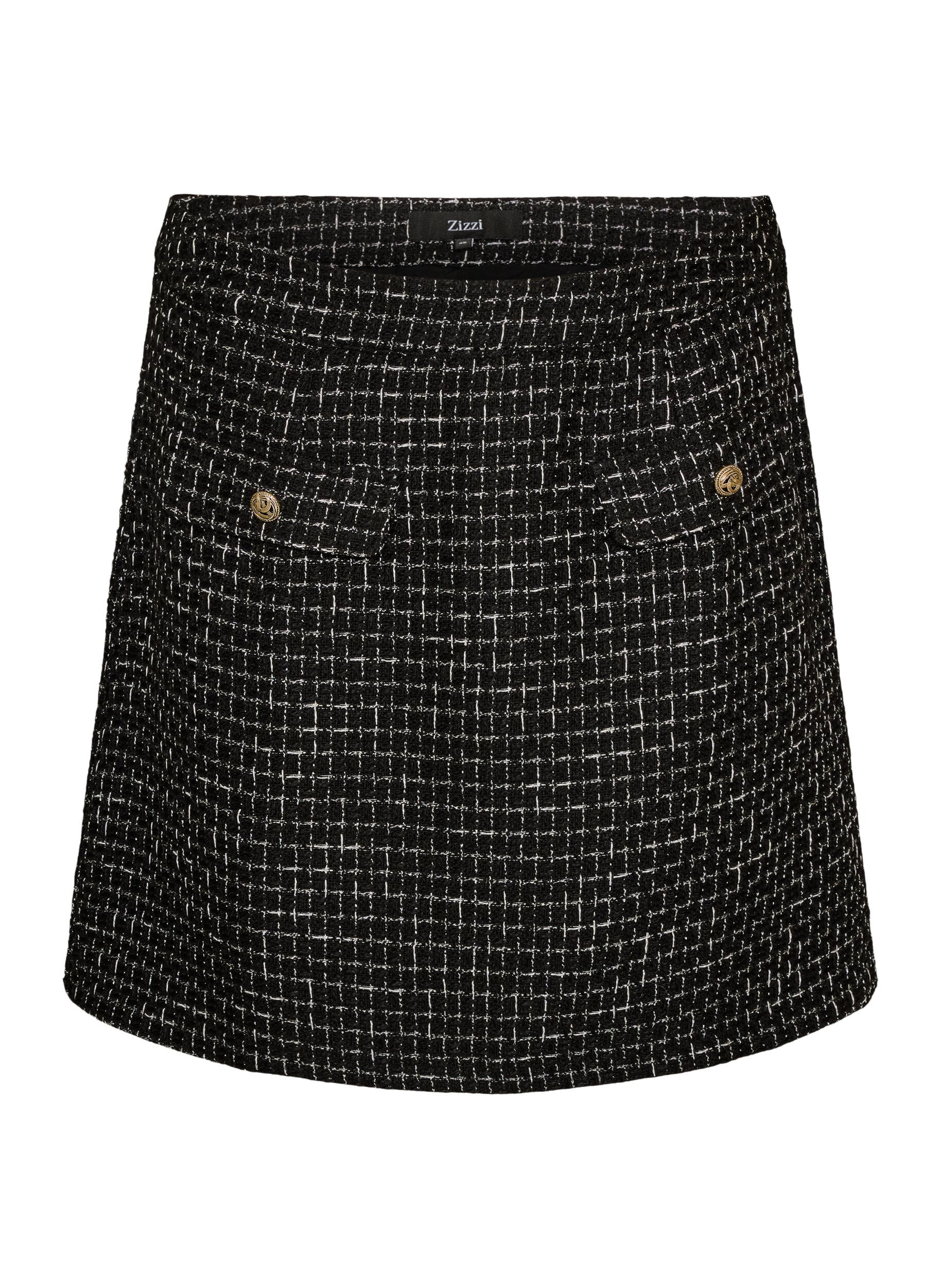 ZizziKort kjol i boucl&eacute;, Svart, Packshot image number 0