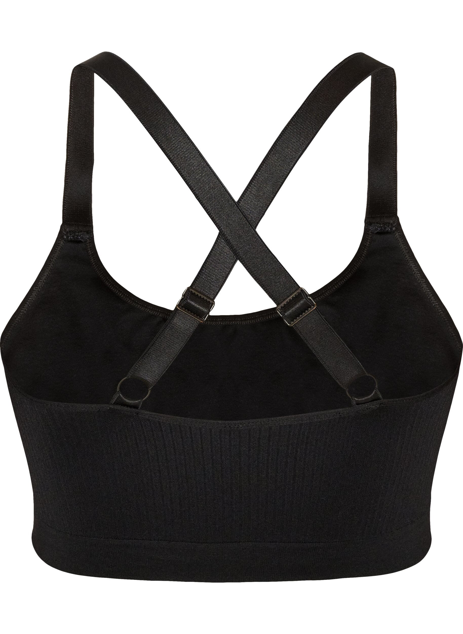 ZizziS&ouml;ml&ouml;s ribbad sport-BH, Svart, Packshot image number 1