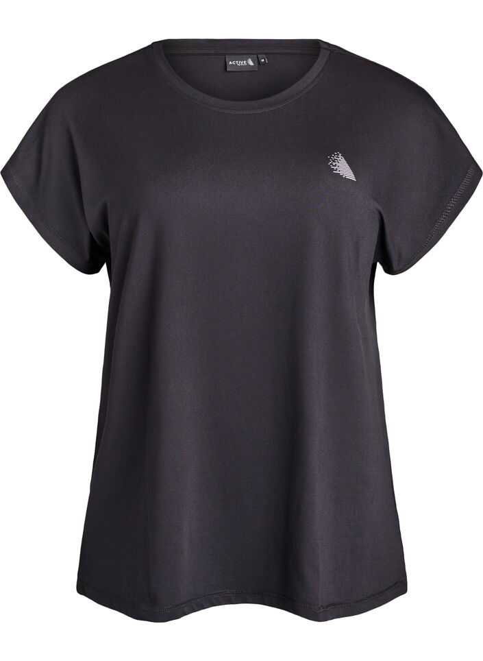 Enf&auml;rgad tr&auml;nings-T-shirt, Svart, Packshot