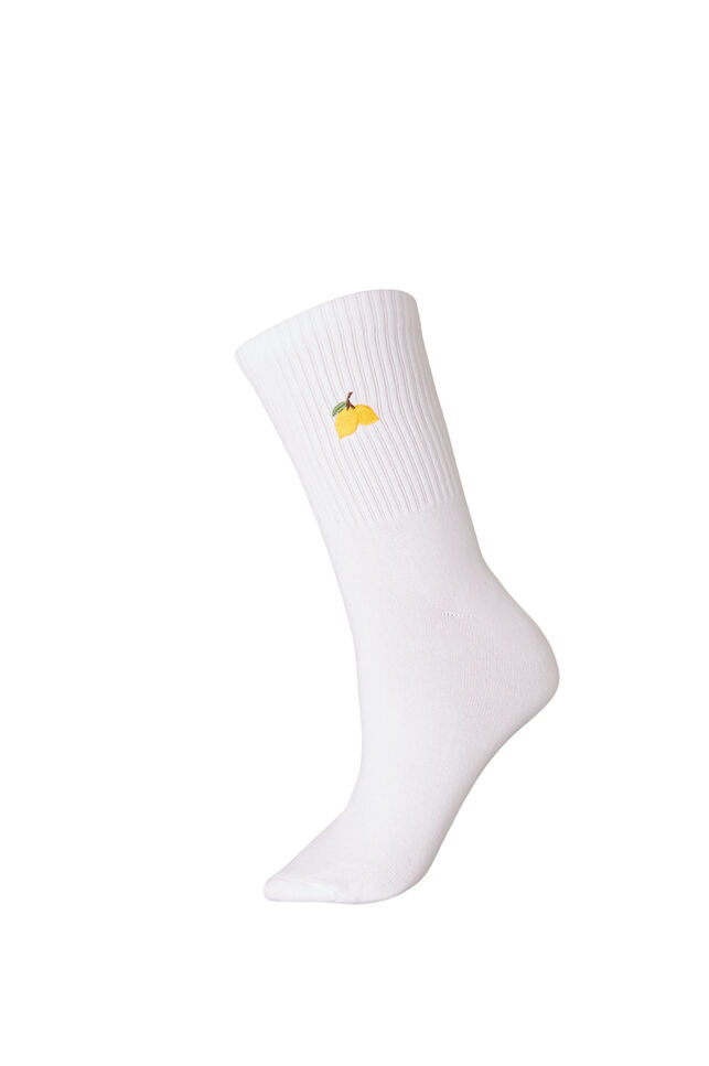 Strumpor i bomull med m&ouml;nster, Vit, Packshot image number 0