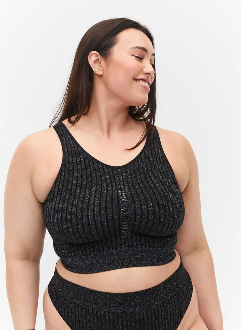 Seamless bh med glitter, Black w. Lurex, Model image number 0
