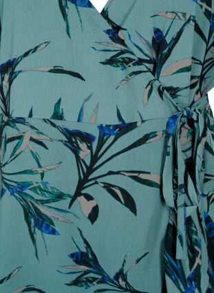 Tryckt omlottklänning med korta ärmar, Sea Pine Leaf AOP, Packshot image number 2