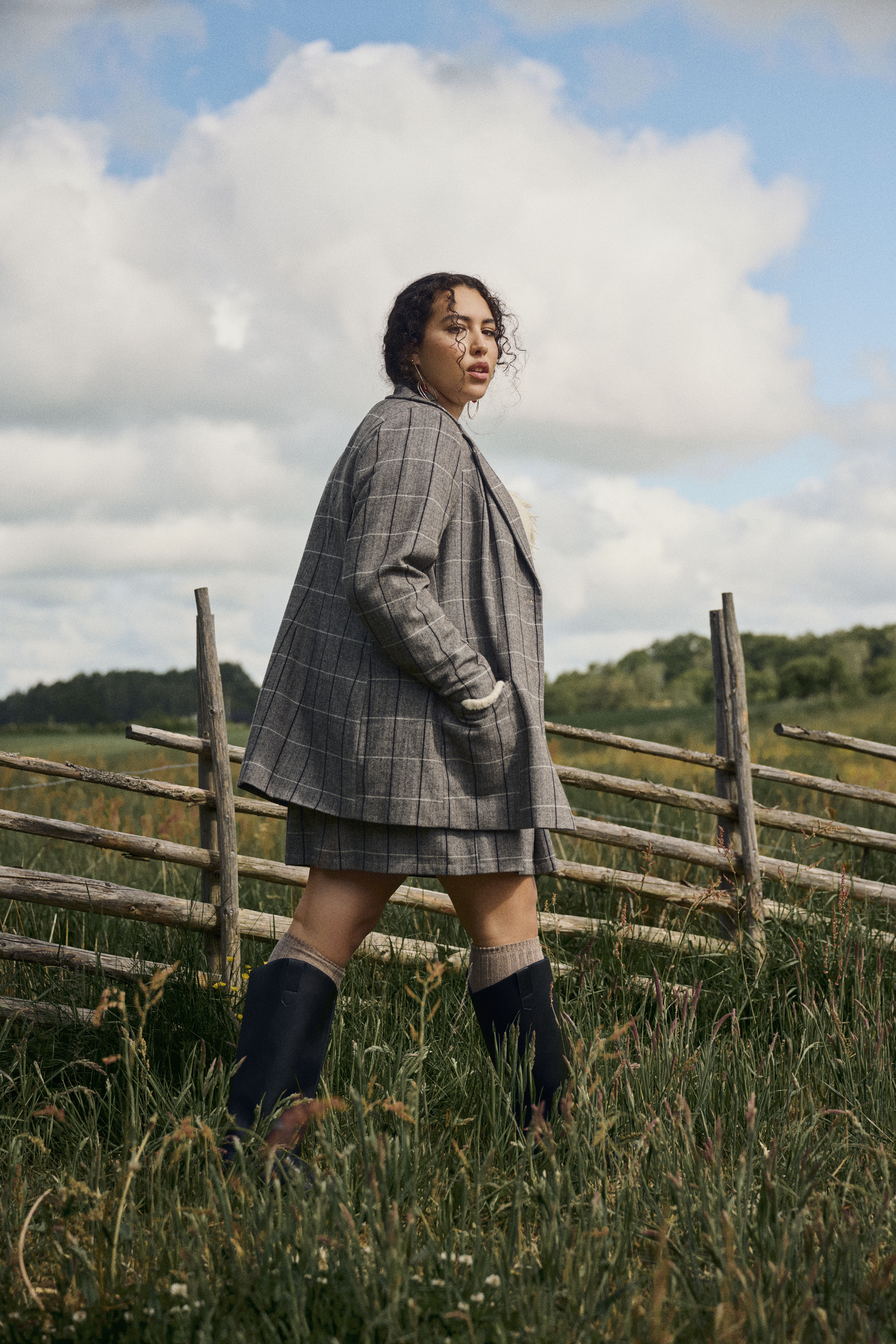 Zizzi Set i gr&aring; rutor, , Model