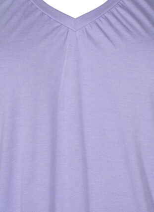 Melerad t-shirt med resårkant, Lavender Mél, Packshot image number 2