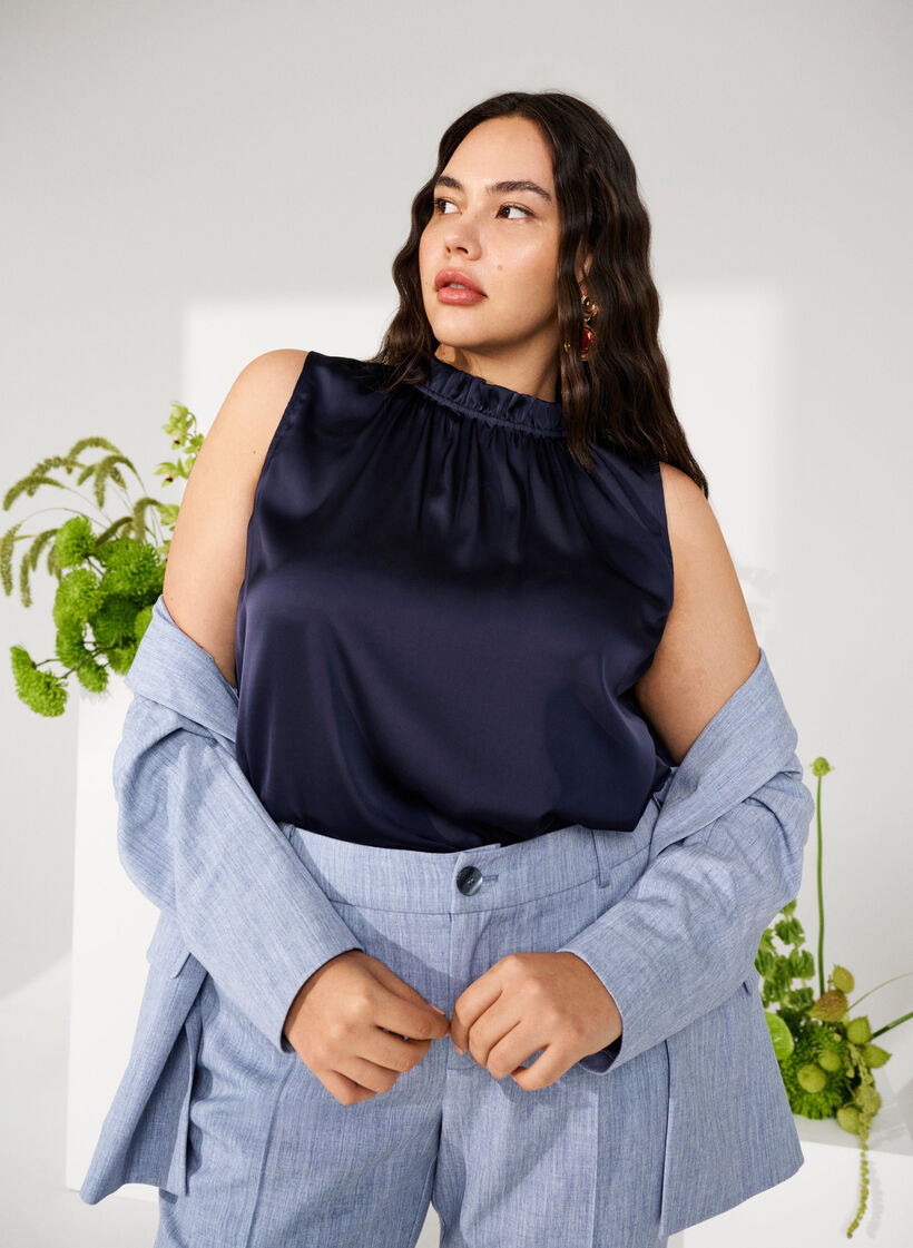 Ärmlös partytopp i satin, Night Sky, Image image number 0